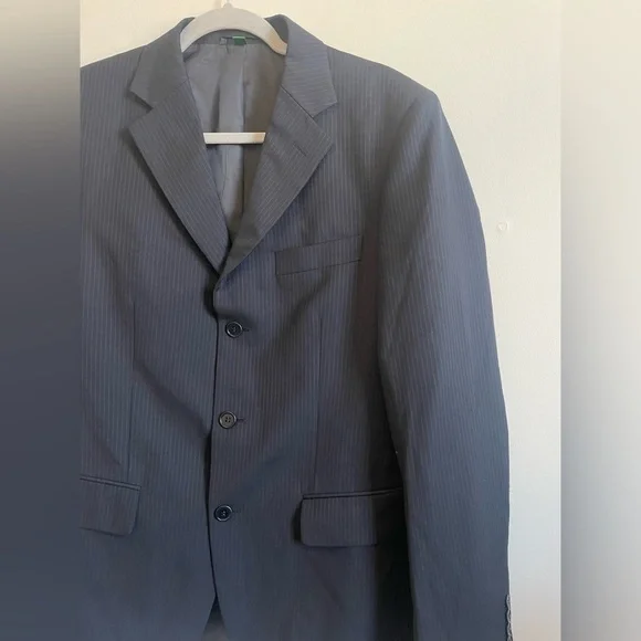 United Colors of Benetton Navy Blue Blazer Subtle Pinstripes Men’s Suit Jacket - Picture 10 of 10